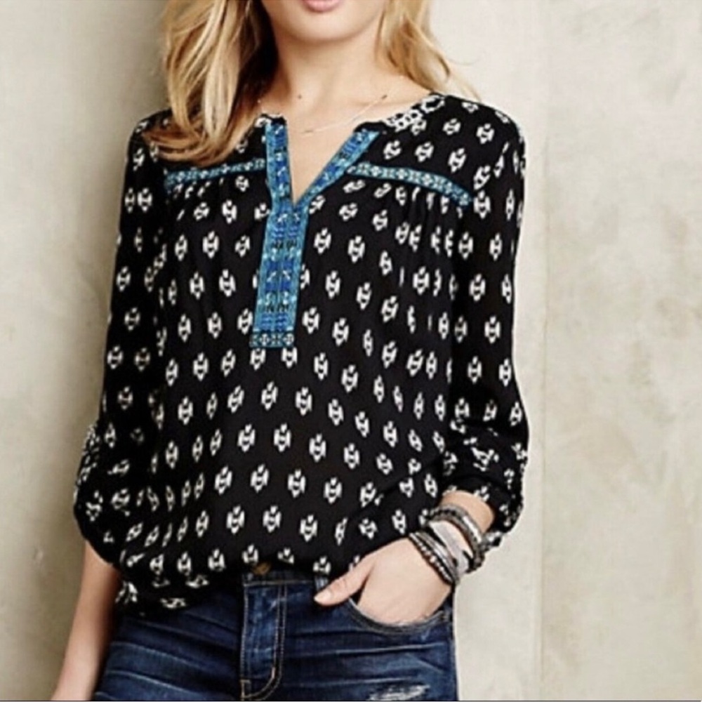 One September blouse, beautiful print with embroidery